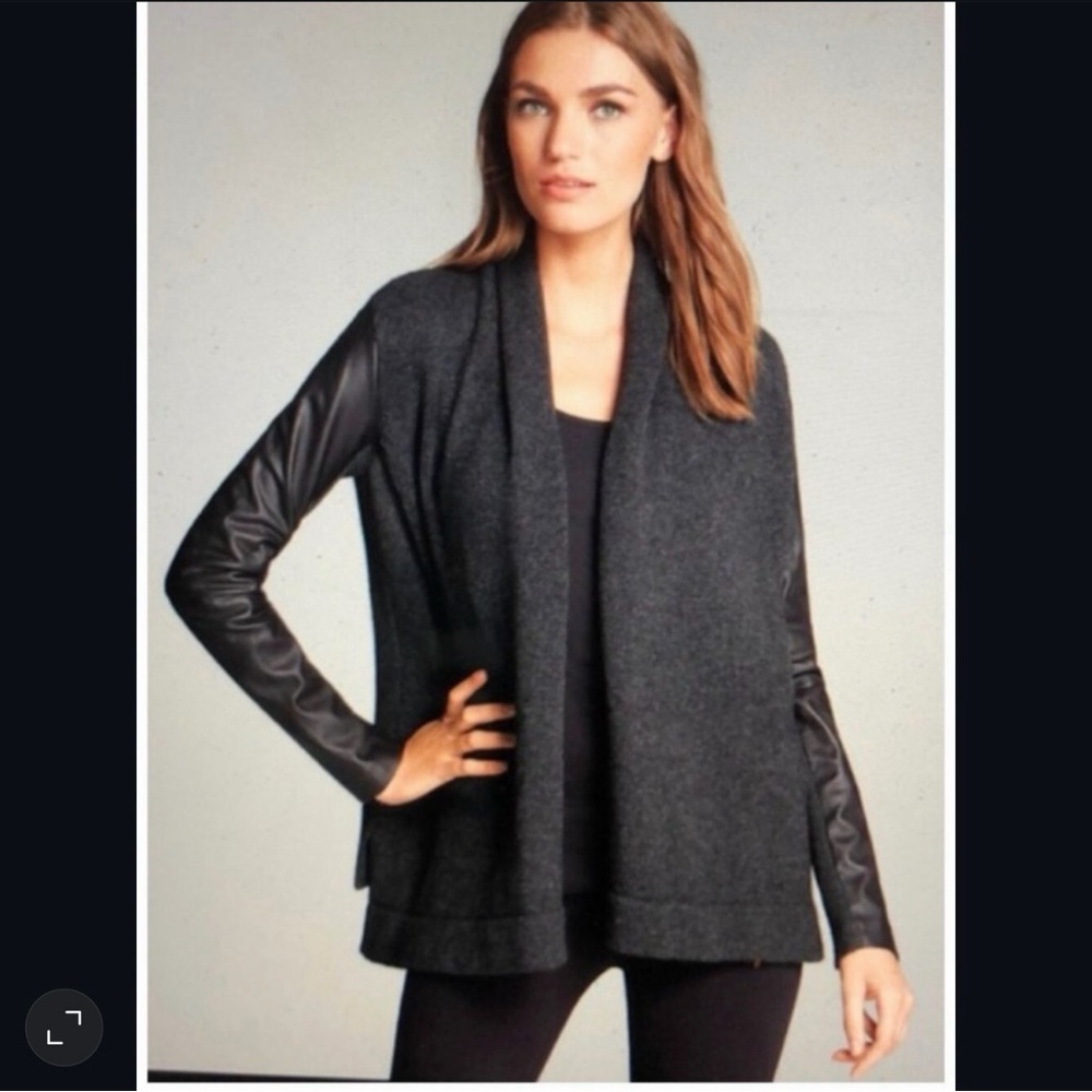 Vince Lamb Sleeve Open Knit Cardigan Womens Small Gray Knit Yak Wool Blend
